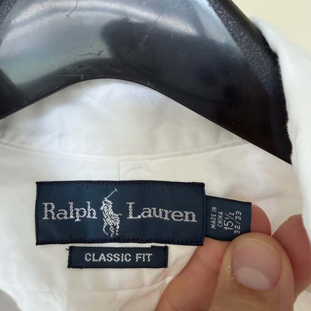 90's Ralph Lauren Classic Fit Button Down Shirt 15.5 32/33 Cotton Flesh Pony - Picture 2 of 6